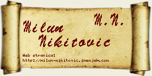 Milun Nikitović vizit kartica